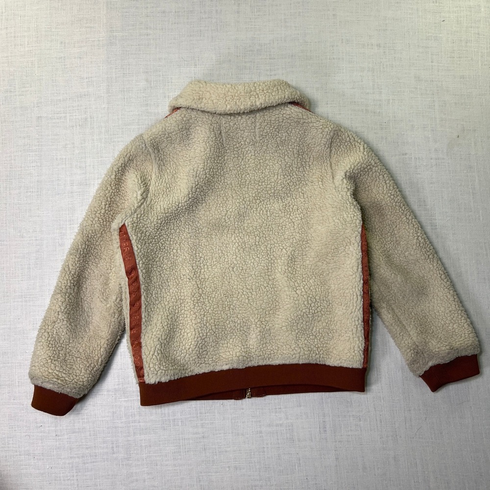 Scotch & Soda Girls Fleece Jacket Sz 8 /128 Cream Teddy Zip Up R'BELLE TAPE TRIM - Picture 4 of 11